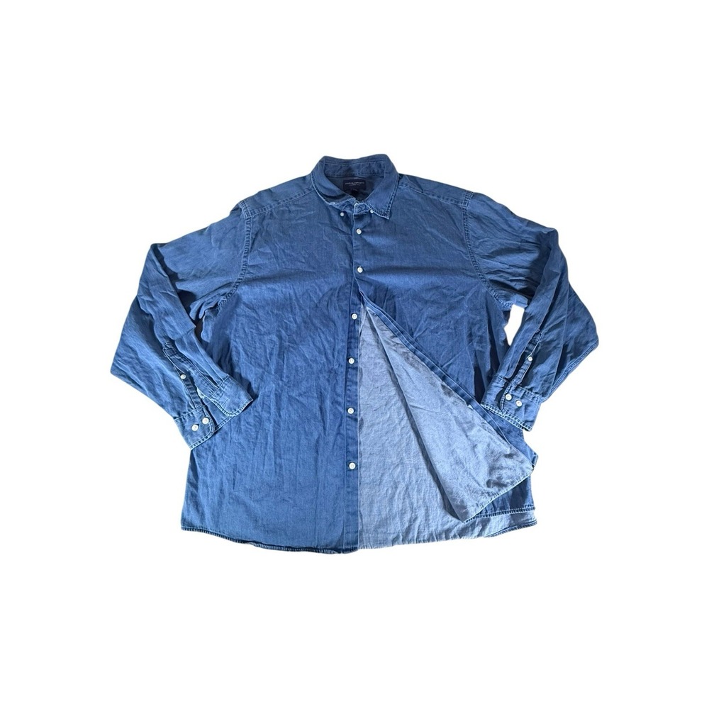 Charles Tyrwhitt Shirt Adult XXXL Blue Solid Classic Fit Button Down Light Mens